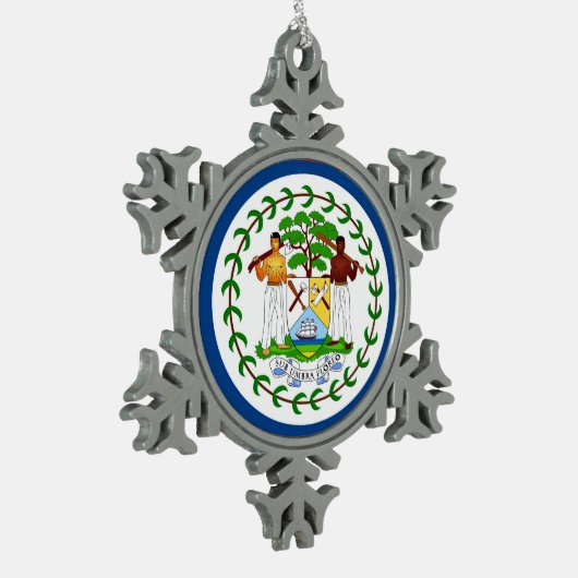 Sneeuwvlok Ornament met Belize Flag (Links)