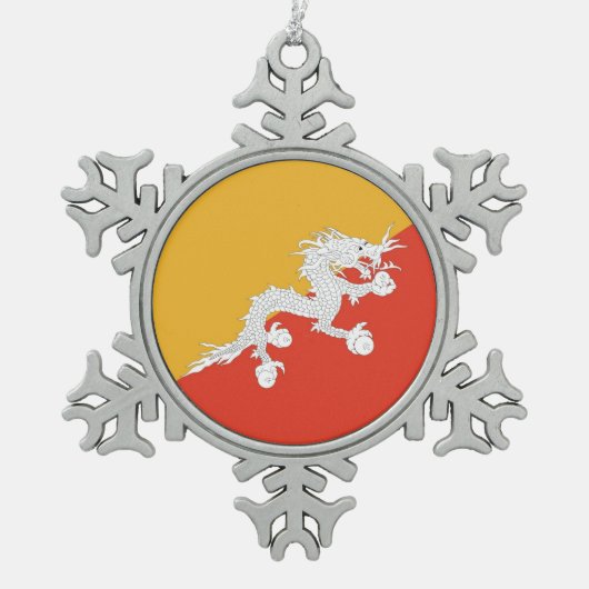 Sneeuwvlok Ornament met Bhutan Flag (Voorkant)