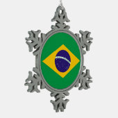 Sneeuwvlok Ornament met Brazilië Vlag (Links)