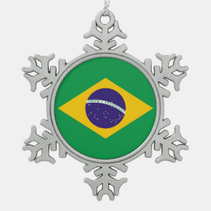 Sneeuwvlok Ornament met Brazilië Vlag