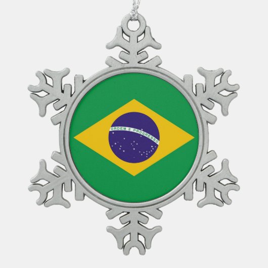 Sneeuwvlok Ornament met Brazilië Vlag (Voorkant)