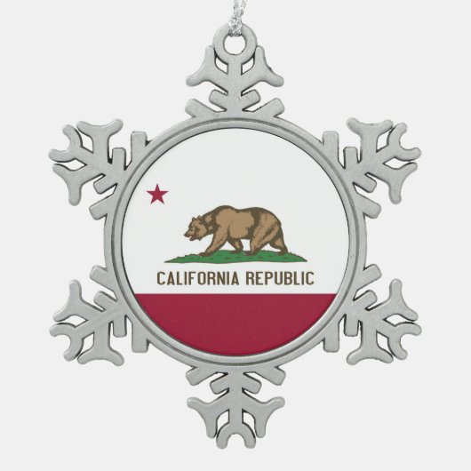 Sneeuwvlok Ornament met Californische vlag (Voorkant)