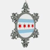 Sneeuwvlok Ornament met Chicago, Illinois Flag (Links)
