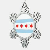 Sneeuwvlok Ornament met Chicago, Illinois Flag (Rechts)