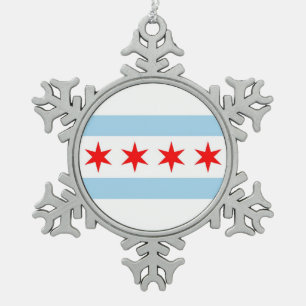 Sneeuwvlok Ornament met Chicago, Illinois Flag