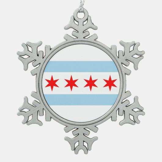 Sneeuwvlok Ornament met Chicago, Illinois Flag (Voorkant)