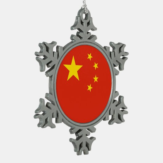 Sneeuwvlok Ornament met China Flag (Links)