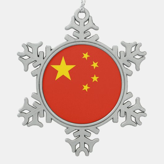 Sneeuwvlok Ornament met China Flag (Voorkant)