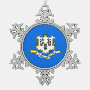 Sneeuwvlok Ornament met Connecticut Flag