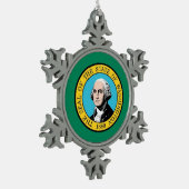 Sneeuwvlok Ornament met de staatsvlag van Washingt (Links)