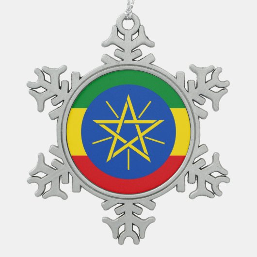 Sneeuwvlok Ornament met Ethiopische vlag (Voorkant)