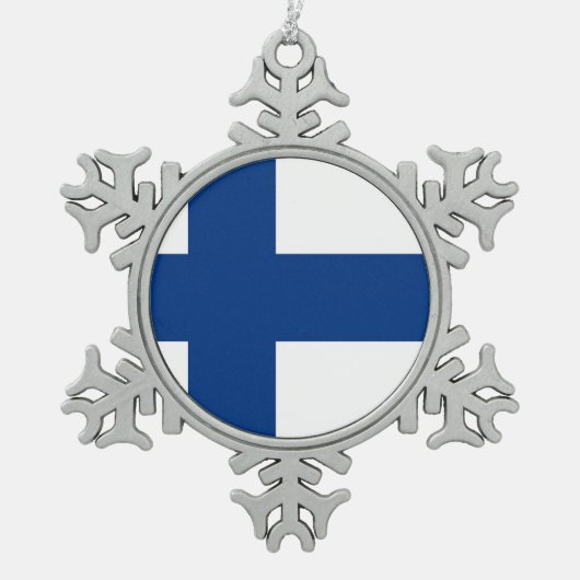 Sneeuwvlok Ornament met Finse vlag (Voorkant)