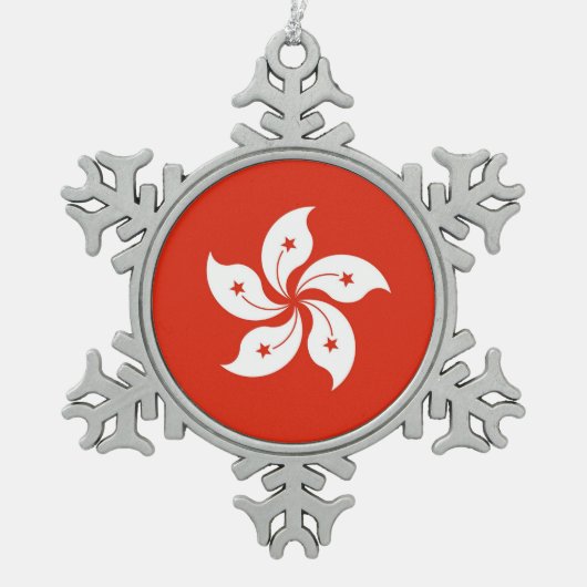 Sneeuwvlok Ornament met Hong Kong Flag (Voorkant)