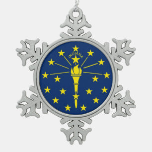 Sneeuwvlok Ornament met Indiana Flag