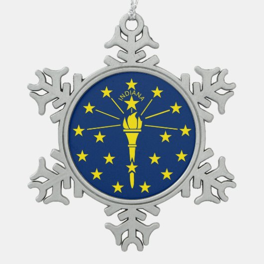 Sneeuwvlok Ornament met Indiana Flag (Voorkant)