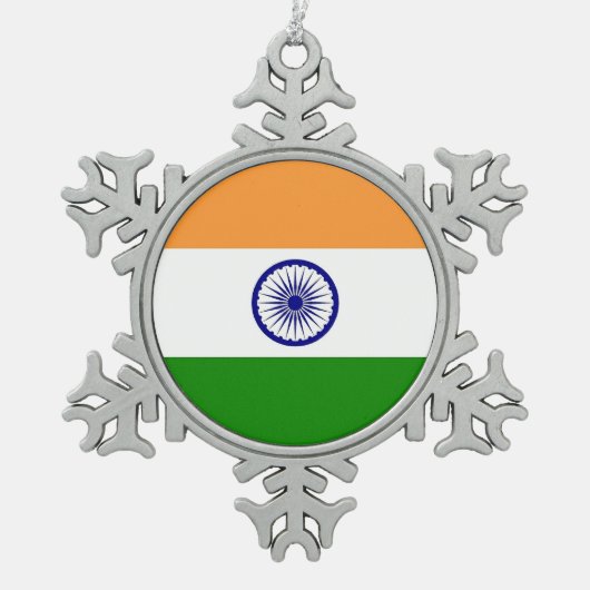 Sneeuwvlok Ornament met Indiase vlag (Voorkant)