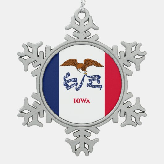 Sneeuwvlok Ornament met Iowa Flag (Voorkant)
