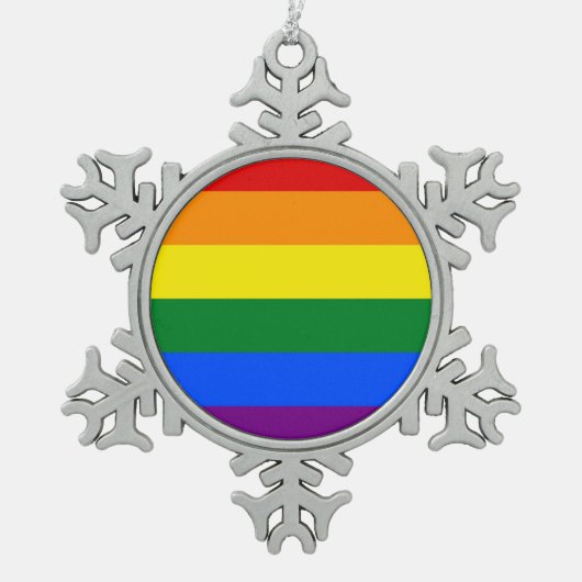 Sneeuwvlok Ornament met LGBT Flag (Voorkant)