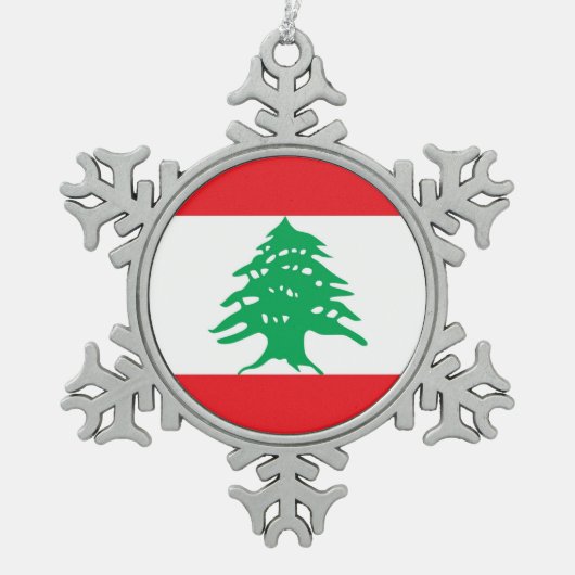 Sneeuwvlok Ornament met Libanon Vlag (Voorkant)
