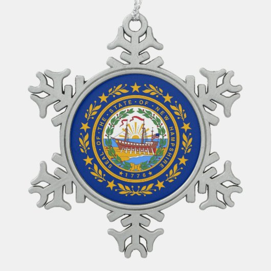 Sneeuwvlok Ornament met New Hampshire Flag (Voorkant)
