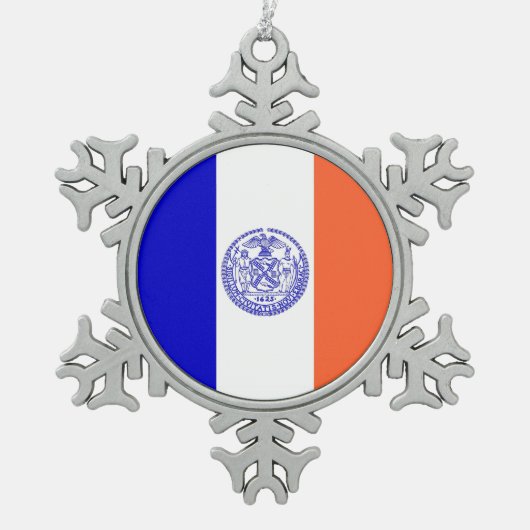 Sneeuwvlok Ornament met New Yorkse vlag (Voorkant)