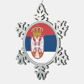 Sneeuwvlok Ornament met Servië Vlag (Rechts)