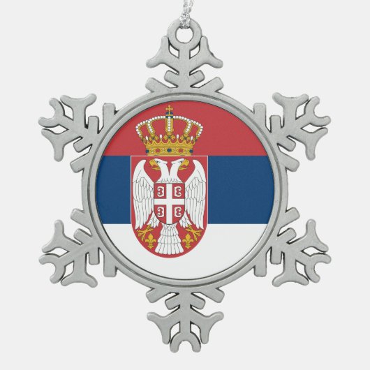 Sneeuwvlok Ornament met Servië Vlag (Voorkant)