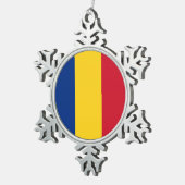 Sneeuwvlok Ornament met vlag van Roemenië (Rechts)