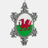 Sneeuwvlok Ornament met Wales Vlag (Links)