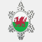 Sneeuwvlok Ornament met Wales Vlag (Rechts)