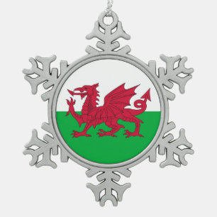 Sneeuwvlok Ornament met Wales Vlag