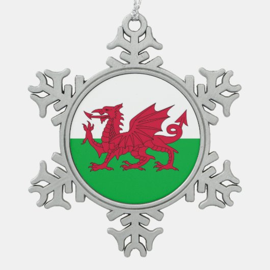Sneeuwvlok Ornament met Wales Vlag (Voorkant)