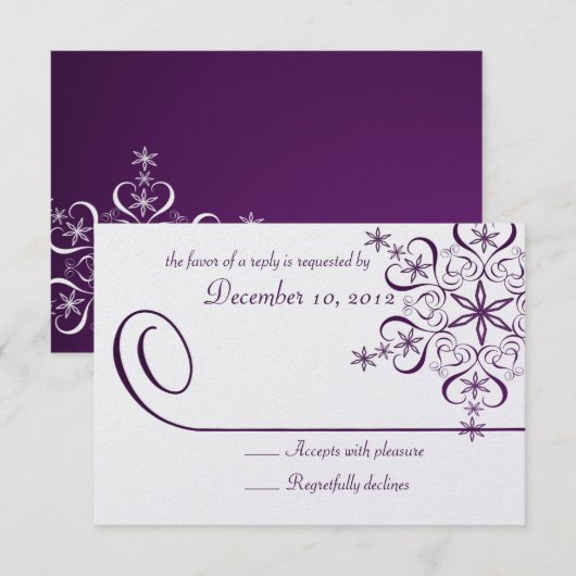 Sneeuwvlok Paarse Elegantie Reactie Kaart (Voorkant / Achterkant)