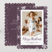 Sneeuwvlok Paarse foto Vrolijke kerst Kaart (Voorkant / Achterkant)