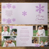 Sneeuwvlok Paarse Glam 6 Pic Merry Multi Foto Drieluik Wenskaart