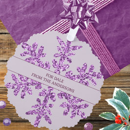 Sneeuwvlok Paarse Glam Elegant minimalistisch gesc Ornament Kaart