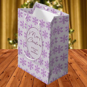 Sneeuwvlok Paarse Glam Patroon Kerstmis Script Medium Cadeauzakje