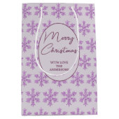 Sneeuwvlok Paarse Glam Patroon Kerstmis Script Medium Cadeauzakje (Voorkant)
