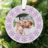 Sneeuwvlok Paarse Glam Schattigee Kerstmis Ronde F Ornament