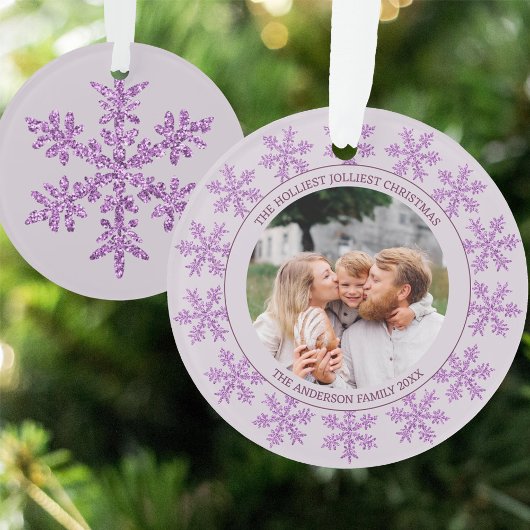 Sneeuwvlok Paarse Glam Schattigee Kerstmis Ronde F Ornament