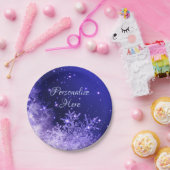 Sneeuwvlok paarse glitters winter papieren bord (Feest)