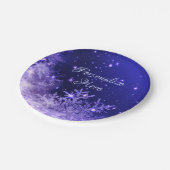 Sneeuwvlok paarse glitters winter papieren bord (Gekanteld)