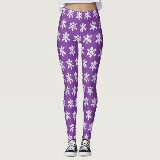 Sneeuwvlok Paarse Leggings (Voorkant)