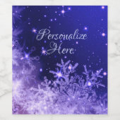 Sneeuwvlok paarse mousserende wijnetiketten wijn etiket (Enkel label)