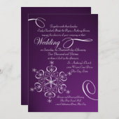 Sneeuwvlok Paarse Winterbruiloft Kaart (Voorkant / Achterkant)