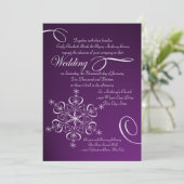 Sneeuwvlok Paarse Winterbruiloft Kaart (Staand voorkant)