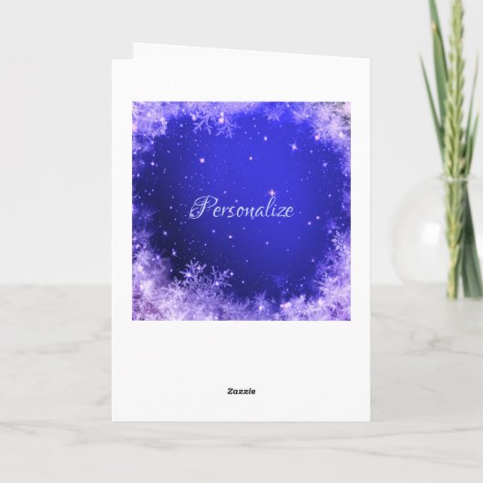 Sneeuwvlok paarse witte sparkle look sneeuwwinter feestdagen kaart (Achterkant)