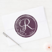 Sneeuwvlok Pareltjes Natuur/Monogram Ronde Sticker (Envelop)