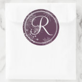 Sneeuwvlok Pareltjes Natuur/Monogram Ronde Sticker (Tas)