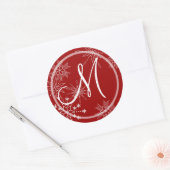 Sneeuwvlok Pareltjes Natuur/Monogram Ronde Sticker (Envelop)